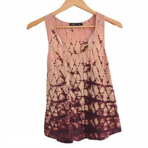 Revolve Gypsy 05 Tie Dye Rose Pink Silk Tank Top
